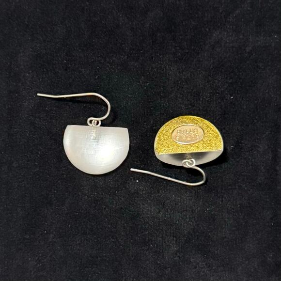 Rare HTF Alexis Bittar Hand Carved Clear White Lucite Half Circle Earrings - Picture 8 of 10